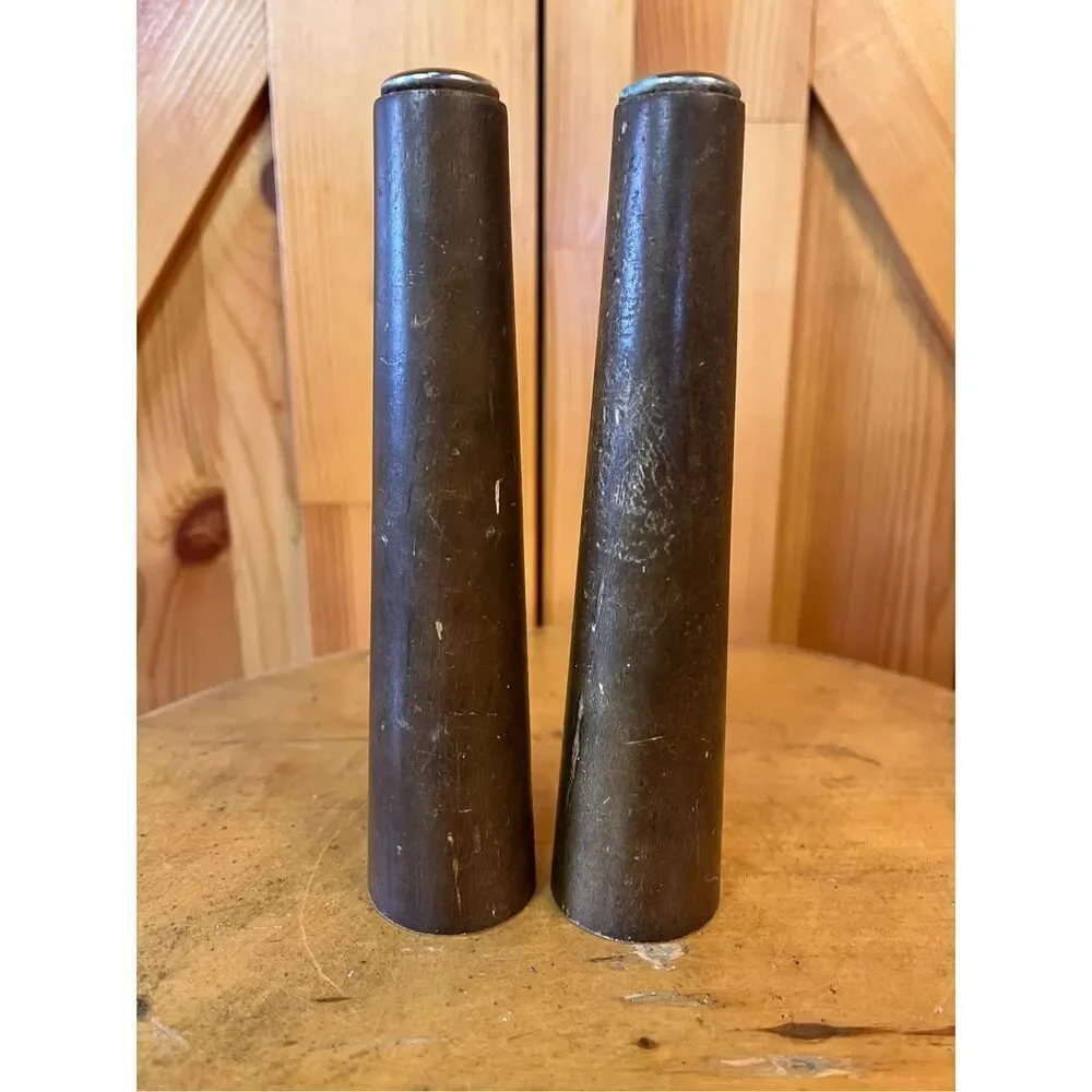 Vtg Danish Modern Wood Salt Pepper Shaker Set Tall Tapered Mid Century Modern (6